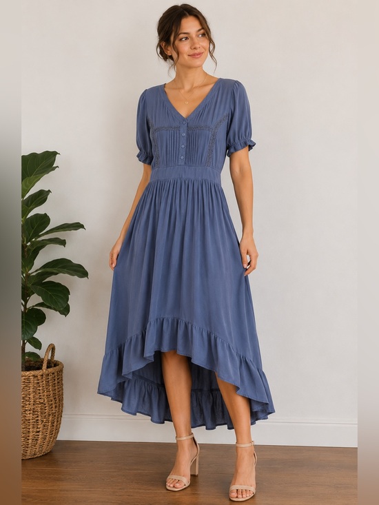 Baltic Born Dresses & Skirts - Baltic Born XL Blue High Low Midi Dress Boho Cottagecore Romantic
